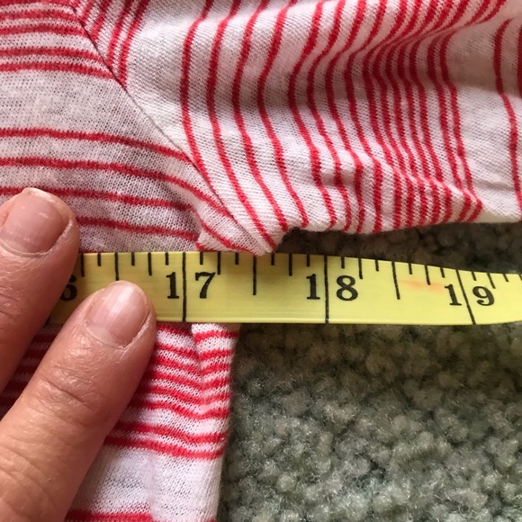 BANANA REPUBLIC Cream and Pinkish-Coral Striped Tee, Long Sleeve - Picture 8 of 10